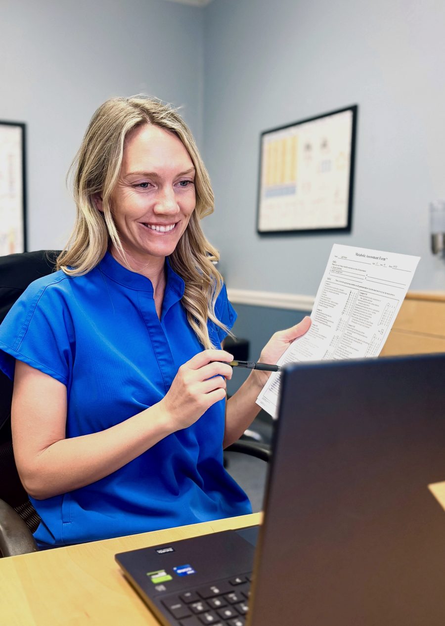 Dr. Kendra Kautz reviewing a patient's labs